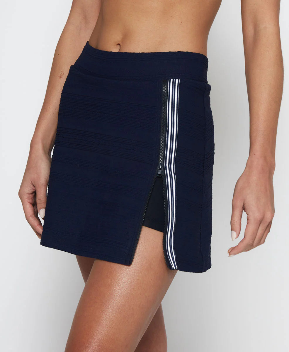 Side Zip Skort in Navy with White & Navy Trim