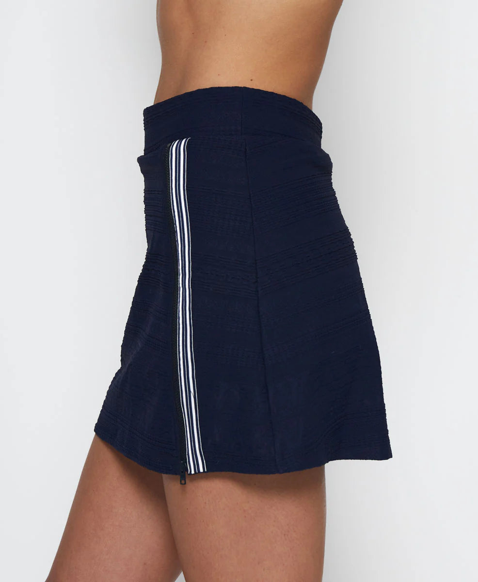 Side Zip Skort in Navy with White & Navy Trim