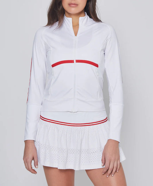 Performance Jacket - White with Red Trim