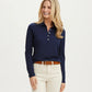 Long Sleeve Pique Polo - Navy