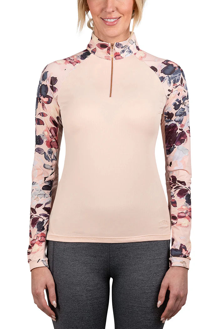 Watercolor Floral Long Sleeve Sun Shirt - Pearl Blush