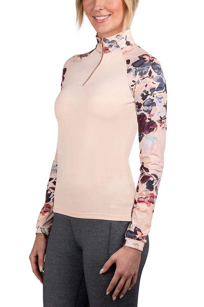 Watercolor Floral Long Sleeve Sun Shirt - Pearl Blush