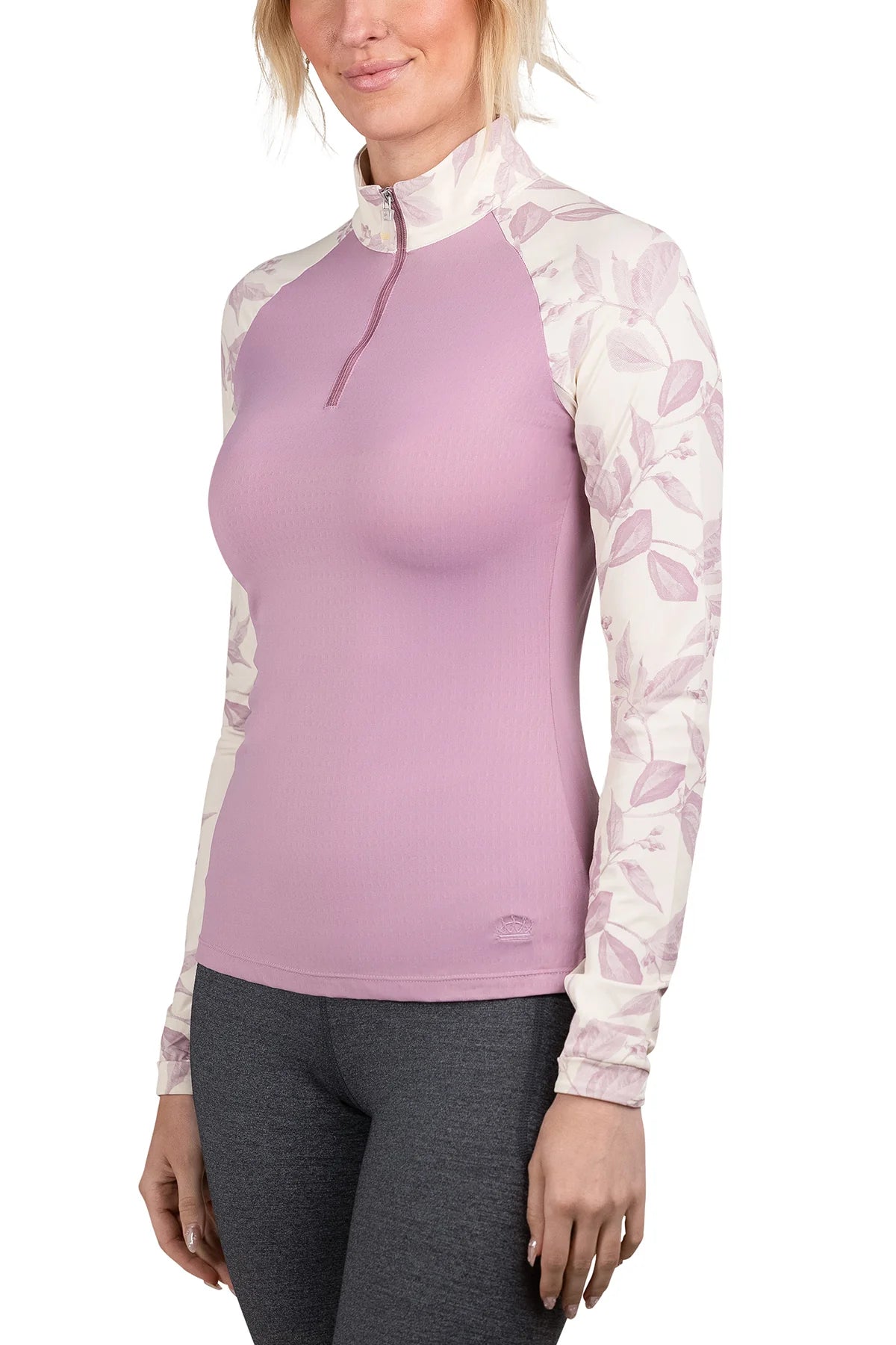 1/4 Zip Raglan Long Sleeve - Orchid Haze Leaf