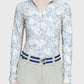 Long Sleeve 1/4 Zip Shirt - Chambray Blue Poppies