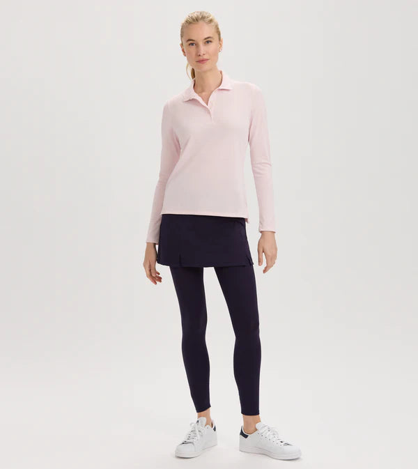 Scallop Collar Long Sleeve Polo - Petal