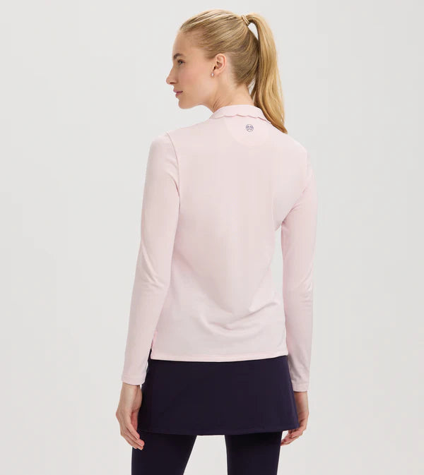 Scallop Collar Long Sleeve Polo - Petal