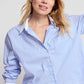 The Long Sleeve Boxy Crop - Blue Stripe/White Collar