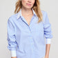 The Long Sleeve Boxy Crop - Blue Stripe/White Collar
