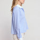 The Long Sleeve Boxy Crop - Blue Stripe/White Collar