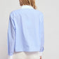 The Long Sleeve Boxy Crop - Blue Stripe/White Collar