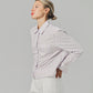 The Long Sleeve Boxy Crop - Lavender/Yellow Stripe