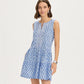 Block Print Flounce Dress - Periwinkle