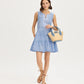 Block Print Flounce Dress - Periwinkle