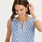 Block Print Flounce Dress - Periwinkle