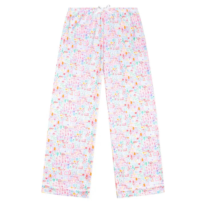 Mahjong Women’s Button Front Long Pajama Set