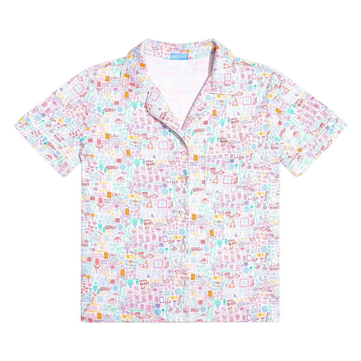 Mahjong Women’s Button Front Short Pajama Set