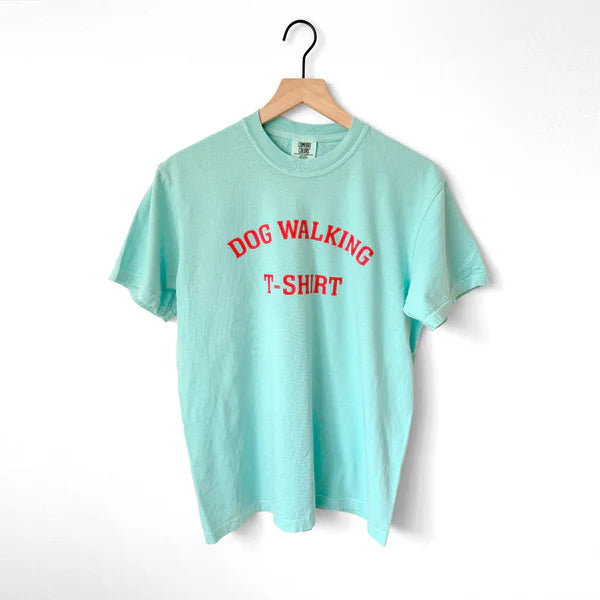 Dog Walking T-Shirts - Chalky Mint/Red