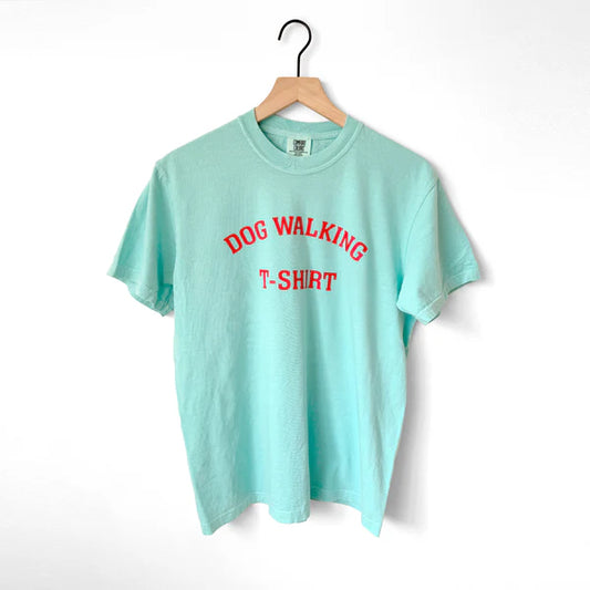 Dog Walking T-Shirts - Chalky Mint/Red