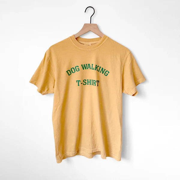 Dog Walking T-Shirts - Mustard/Green