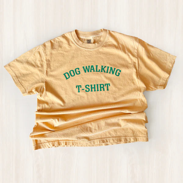 Dog Walking T-Shirts - Mustard/Green