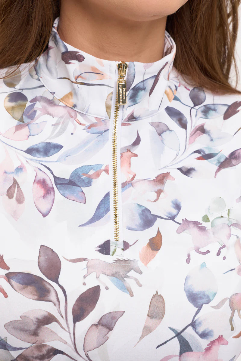 Dancing Equestrian 1/4 Zip Short Sleeve - Mystic Leaves
