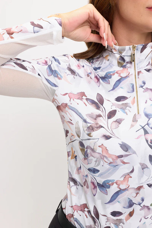 Dancing Equestrian Sunshirt - Mystic Leaves