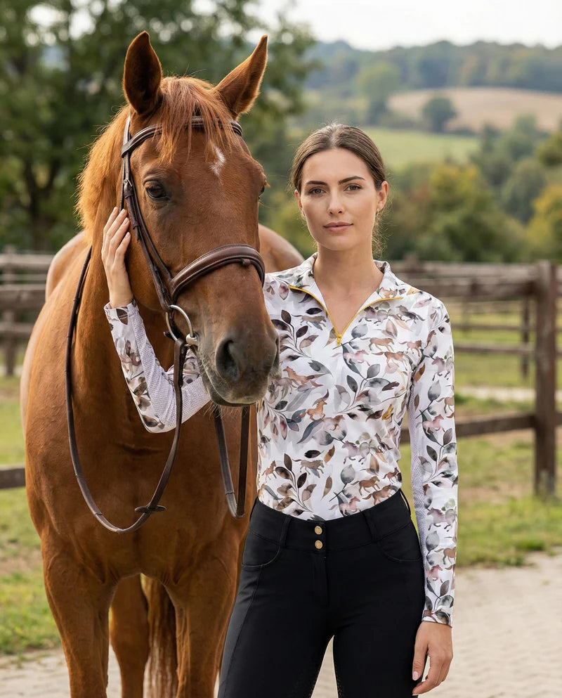 Dancing Equestrian Sunshirt - Mystic Leaves