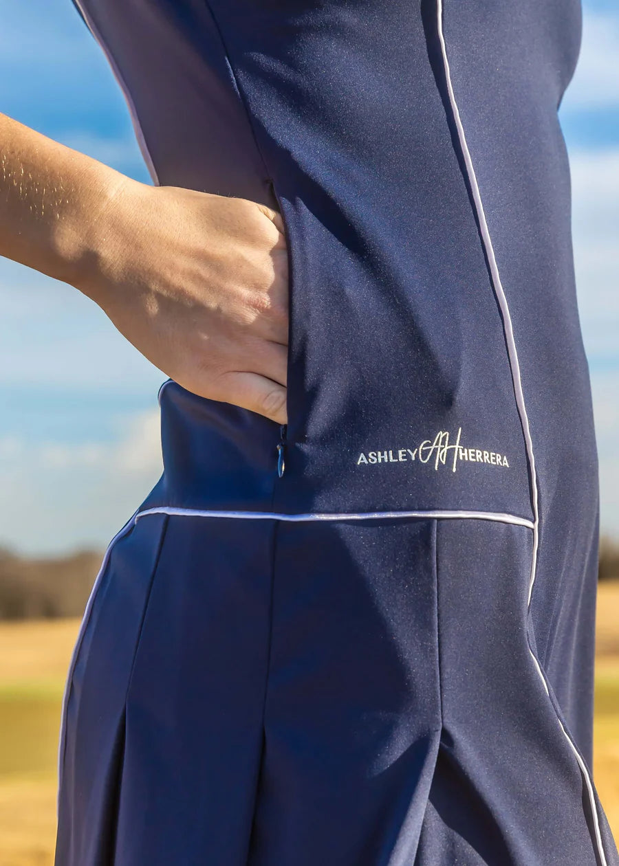 Women’s Luxury Dress – Golf, Tennis, Pickleball, Athleisure - Navy / White