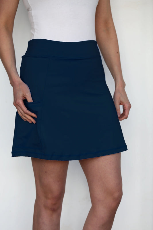 Kick Pleat Golf Skort - Navy