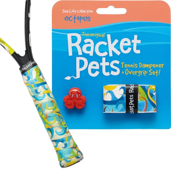 Tennis Overgrip Tape and Matching Shock Absorbing Dampener For Tennis Racket