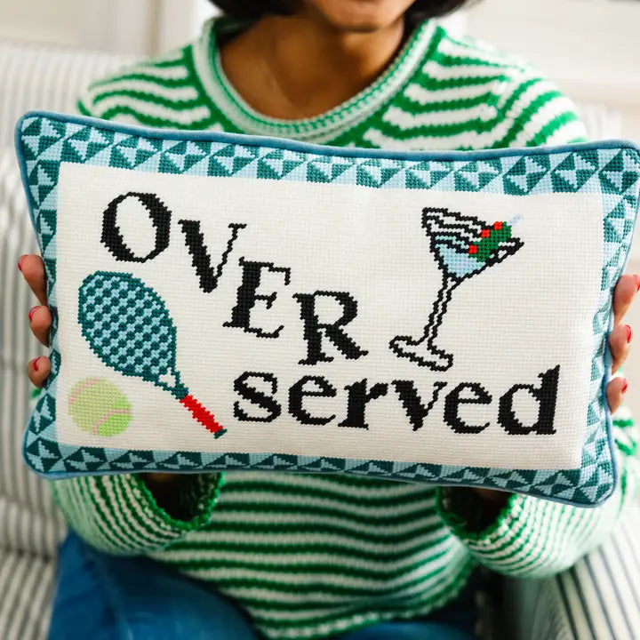 Overserved Needlepoint Pillow