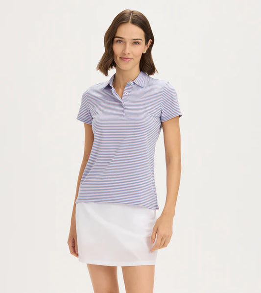 Stripe Performance Polo - Periwinkle Pink