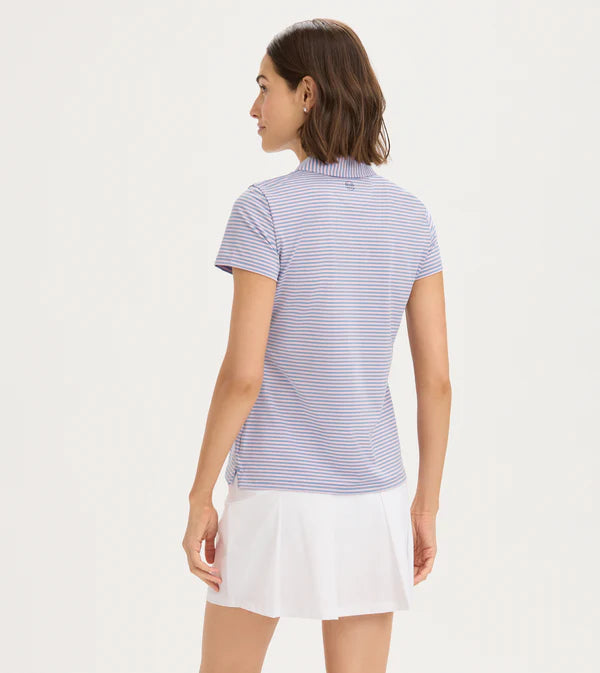Stripe Performance Polo - Periwinkle Pink