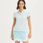 Stripe Performance Polo - Quiet Tide White