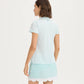 Stripe Performance Polo - Quiet Tide White