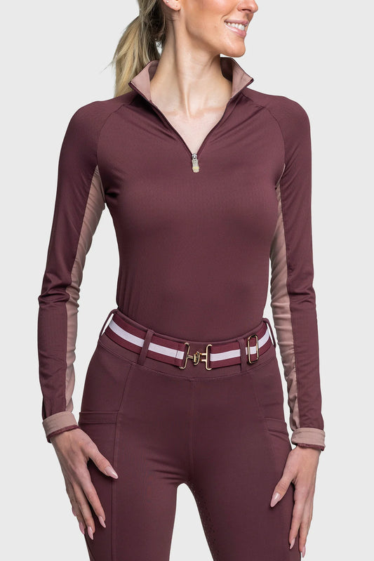 1/4 Zip Long Sleeve - Cabernet Solid