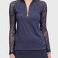 Lace Long Sleeve Sun Shirt - Navy