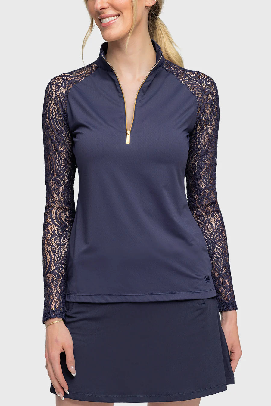 Lace Long Sleeve Sun Shirt - Navy