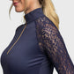 Lace Long Sleeve Sun Shirt - Navy