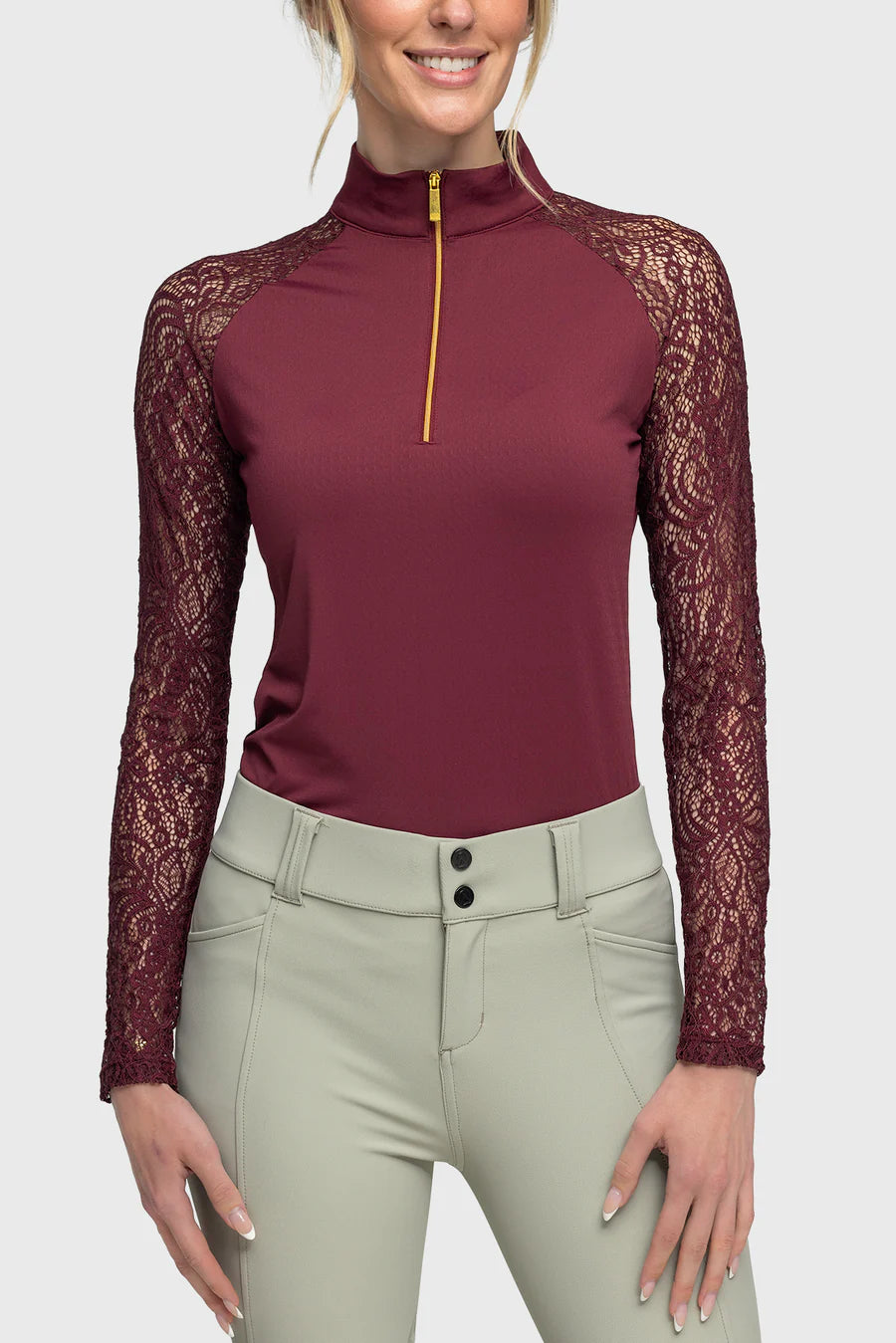 Lace Long Sleeve Sun Shirt - Tawny Port