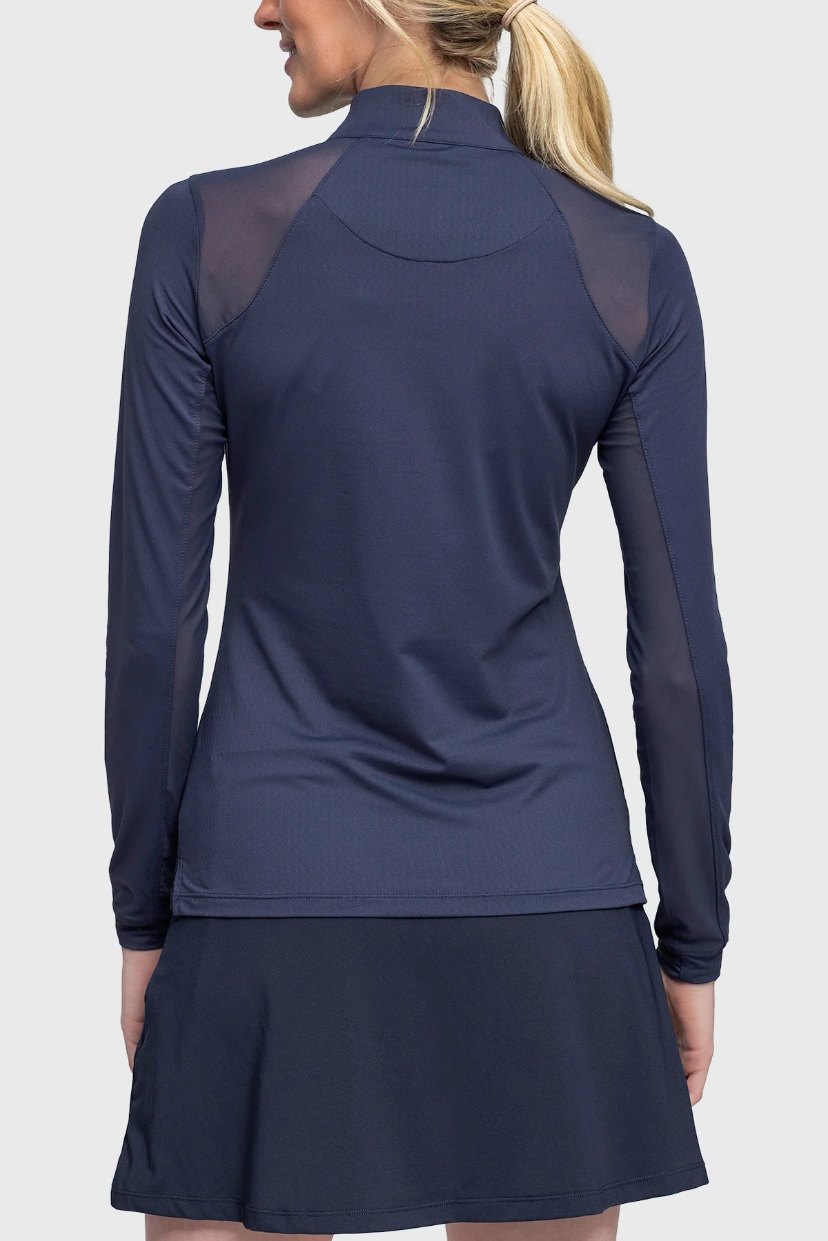 1/4 Zip Long Sleeve - Navy Mesh Shoulder