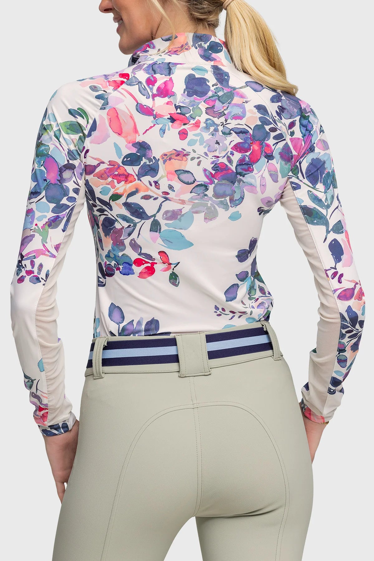 1/4 Zip Long Sleeve - Amethyst Watercolor Floral