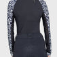 1/4 Zip Long Sleeve Raglan Shirt - Black & White Climbing Vine