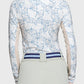 Long Sleeve 1/4 Zip Shirt - Chambray Blue Poppies