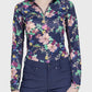 1/4 Zip Long Sleeve Shirt - Navy Lush Garden
