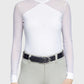 Elegant Power Mesh Long Sleeve Show Shirt - White