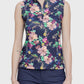 Navy Lush Garden Ruched Back Sleeveless 1/4 Zip Shirt
