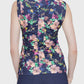 Navy Lush Garden Ruched Back Sleeveless 1/4 Zip Shirt