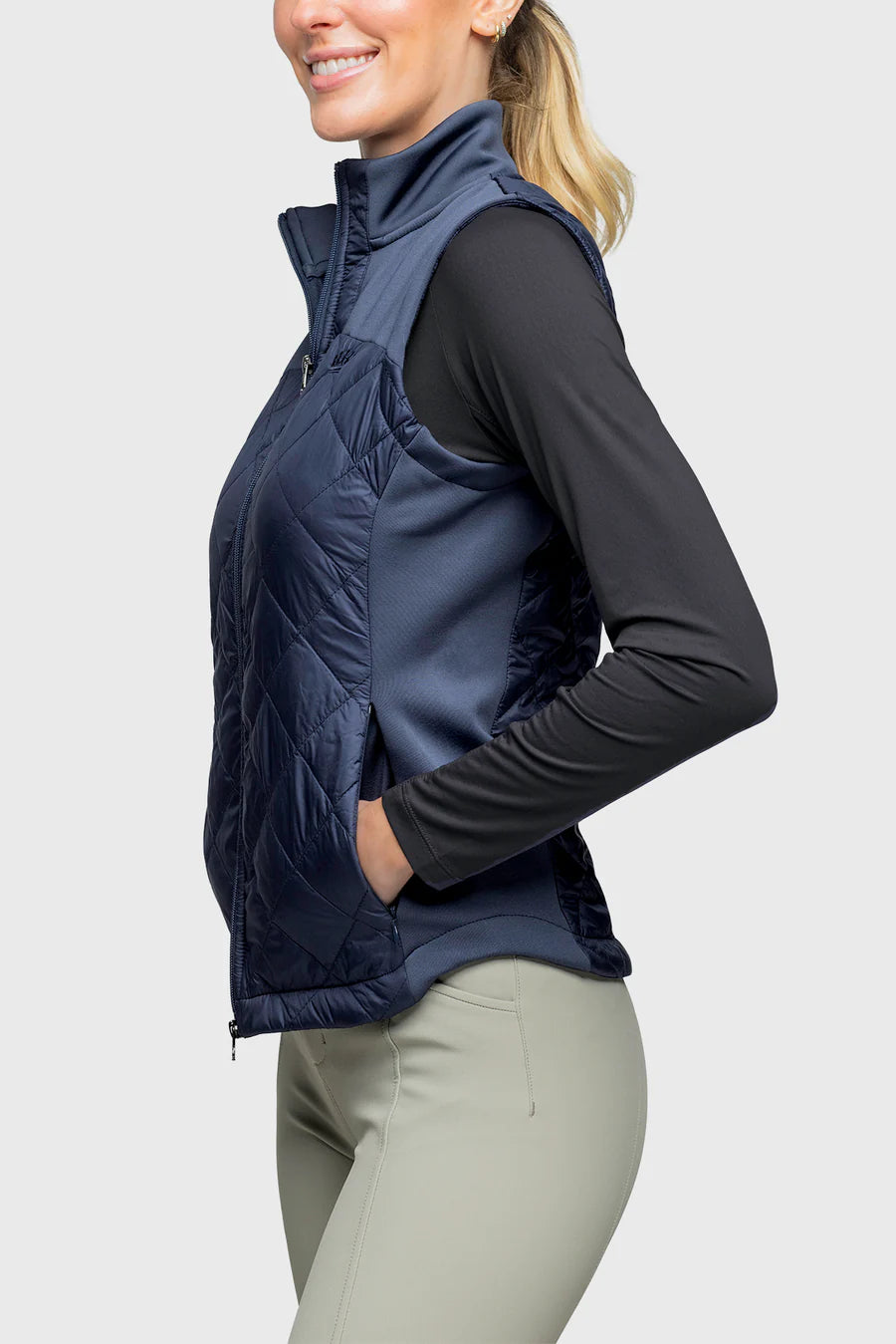 Full Zip Quilted Vest - Navy