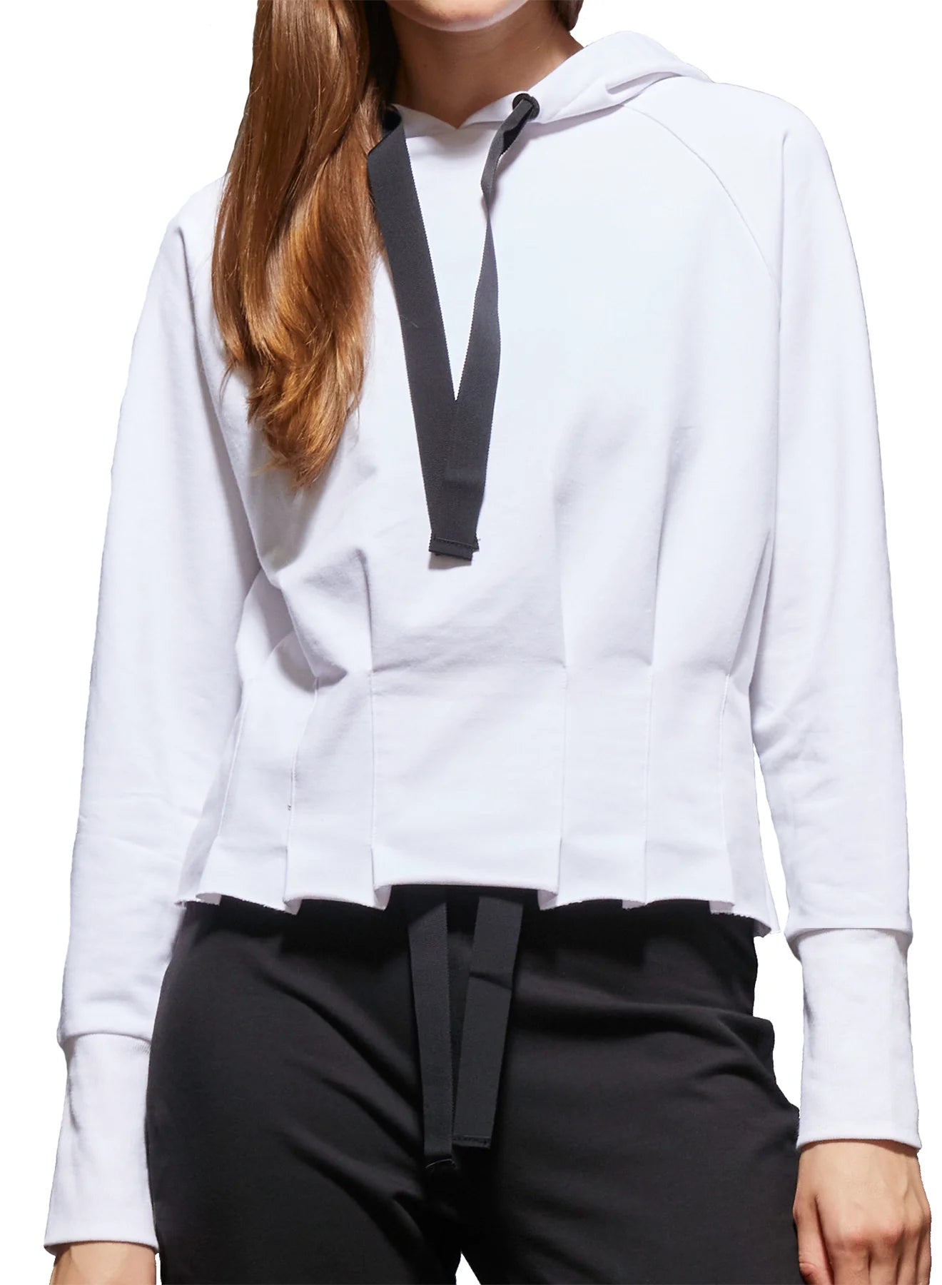 Pleated Hoodie by Urban Savage - White